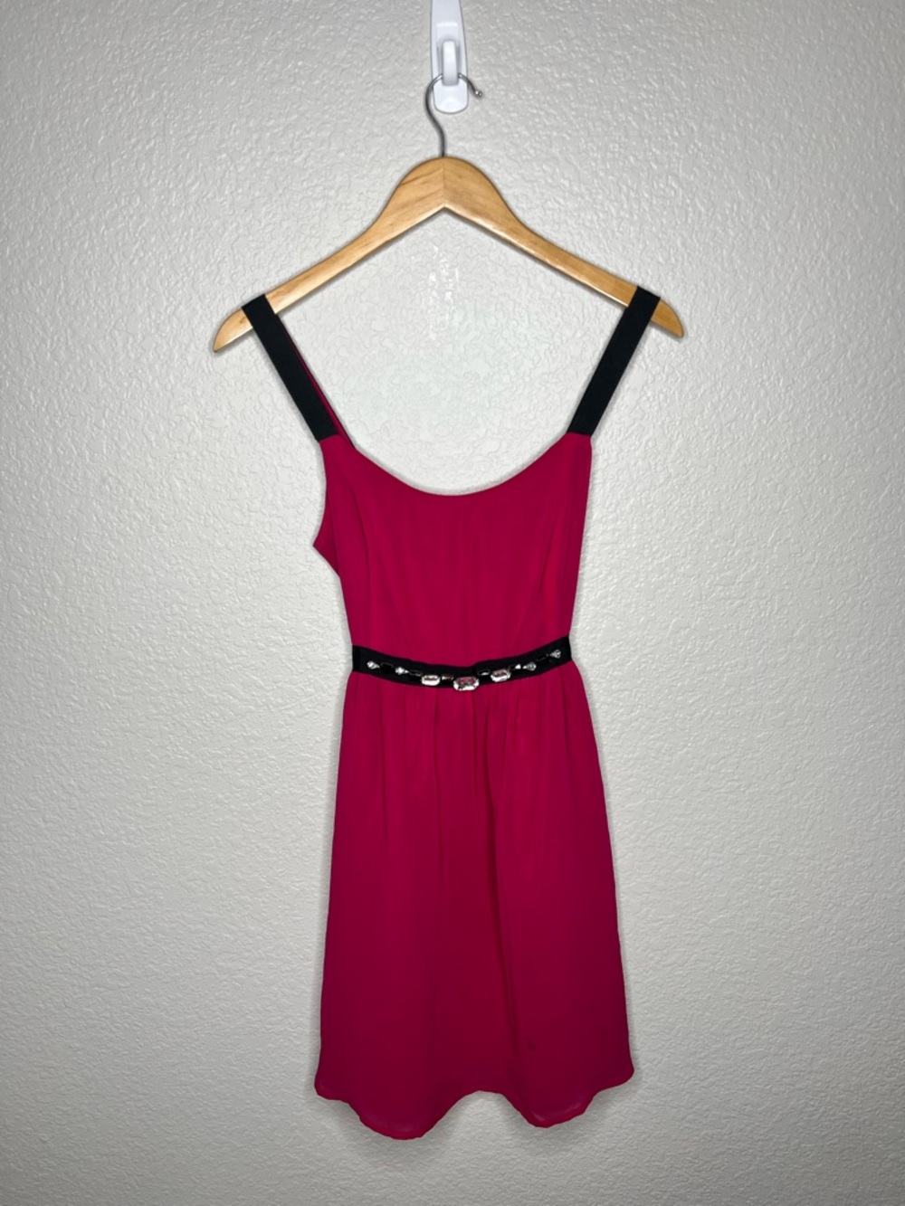 Y2K Hot Pink Mini Dress Rhinestone‎ Waist Barbiecore Club Party 2000s Tunic